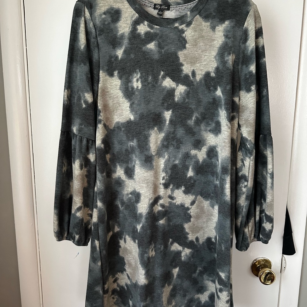 Lily Rose Gray and Cream Sweater Dress